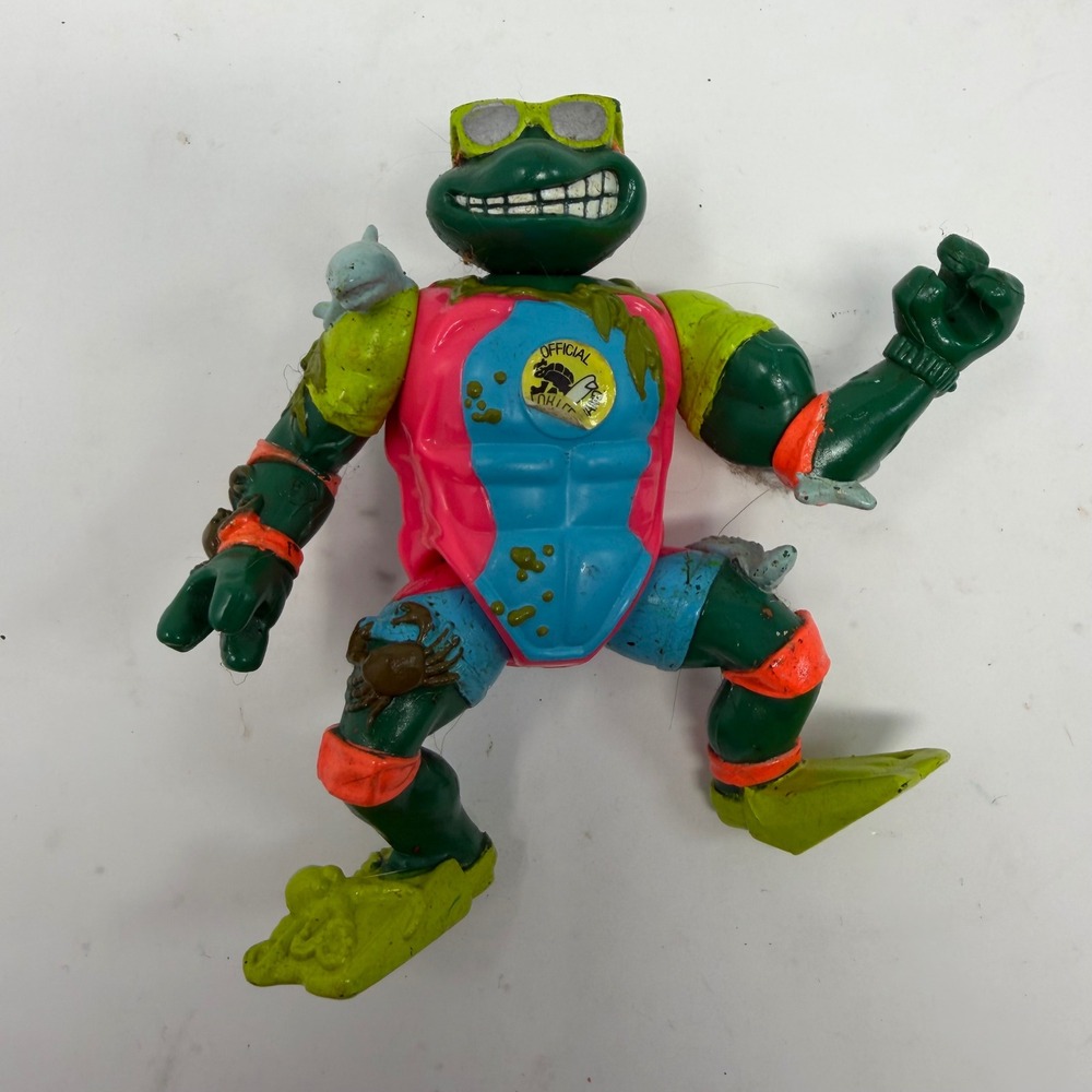 Vintage 1990 TMNT Surfer Leonardo Action Figure Playmates Toys Mirage Studios‎